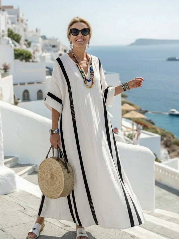 DELACROIX | Robe Maxi à Manches Courtes Elvienne