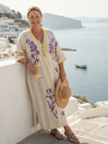 DELACROIX | Robe Maxi Fleurie Rayée Aurelia