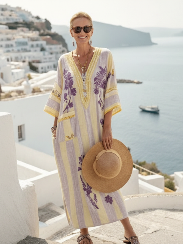 DELACROIX | Robe Maxi Fleurie Rayée Aurelia