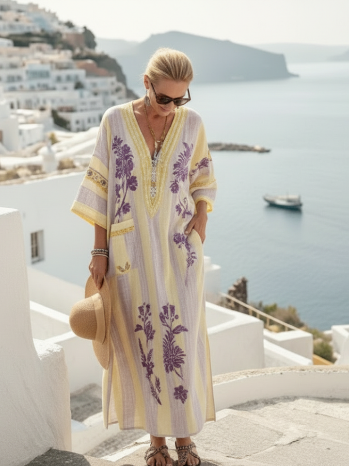 DELACROIX | Robe Maxi Fleurie Rayée Aurelia