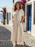 DELACROIX | Robe Maxi à Encolure Ronde et Manches Rosalie